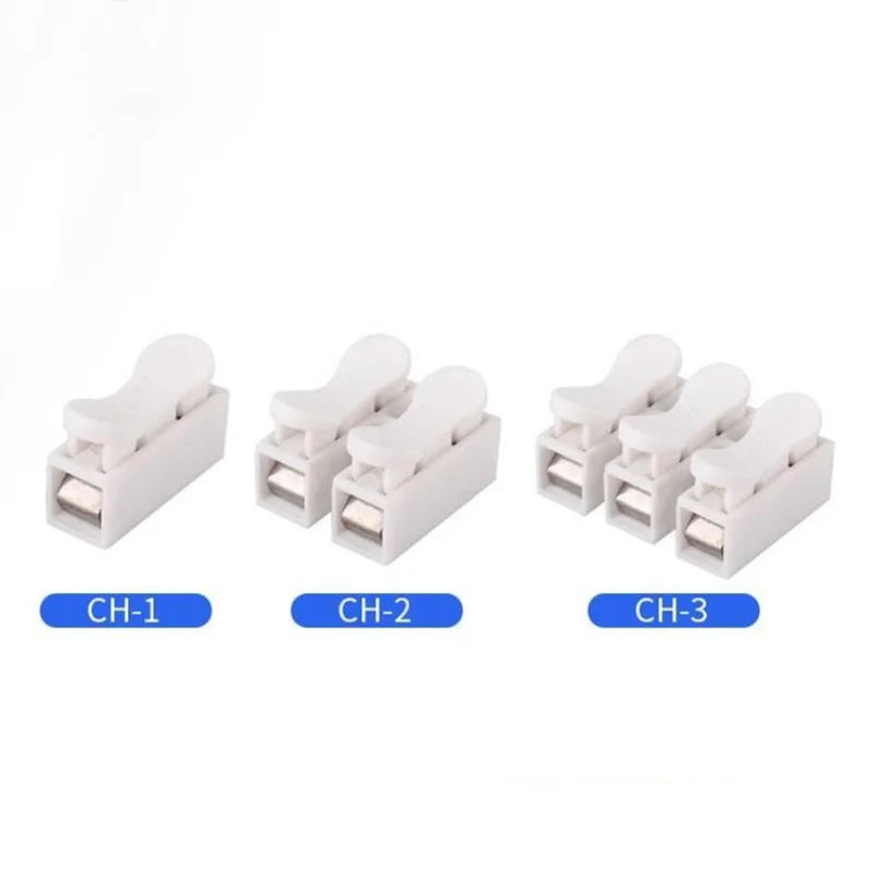 Description Picture 2 of item10Pcs CH-1 CH-2 CH-3 Spring Wire Quick Connector 2P 3P Electrical Crimp Terminals Block Splice Cable Clamp Easy Fit Led Strip