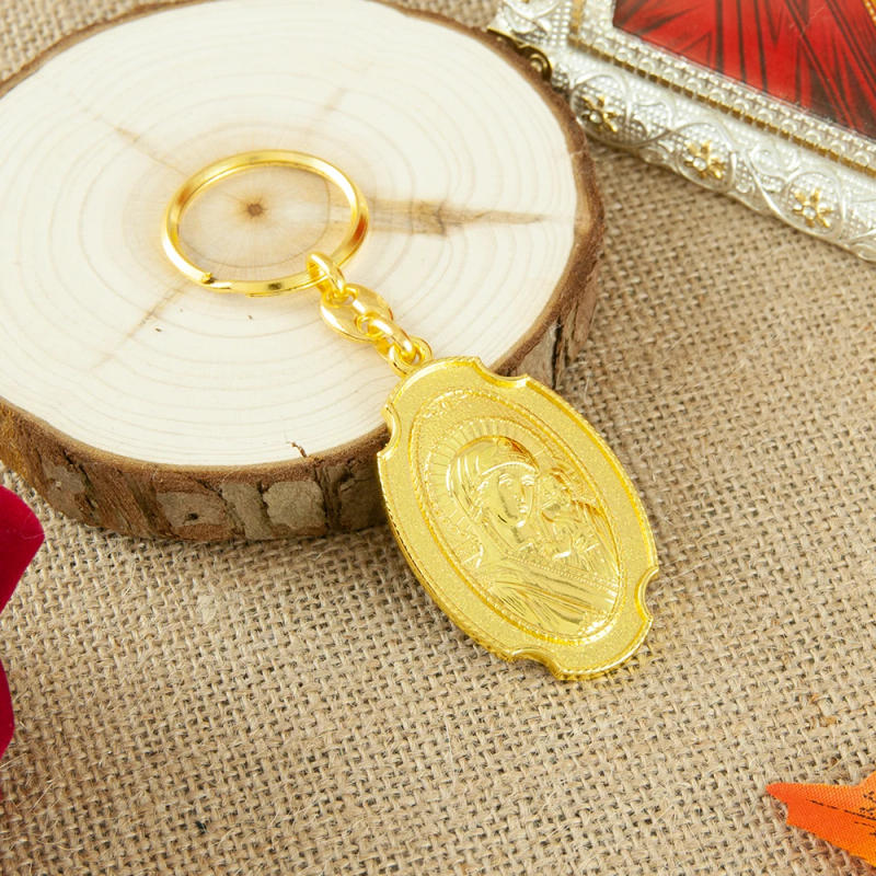 Description Picture 4 of itemHT Orthodox Religious Gift Catholic Church Souvenir Keychain Gold Plated Virgin Mary Statue Prayer Alloy Keychain