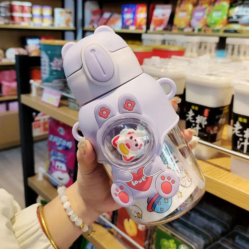 Description Picture 4 of item600ML Cartoon Kids Water Bottle Plastic Water Cup With Straw For Children School Leak Proof Outdoor Drinking Bottle Tumbler