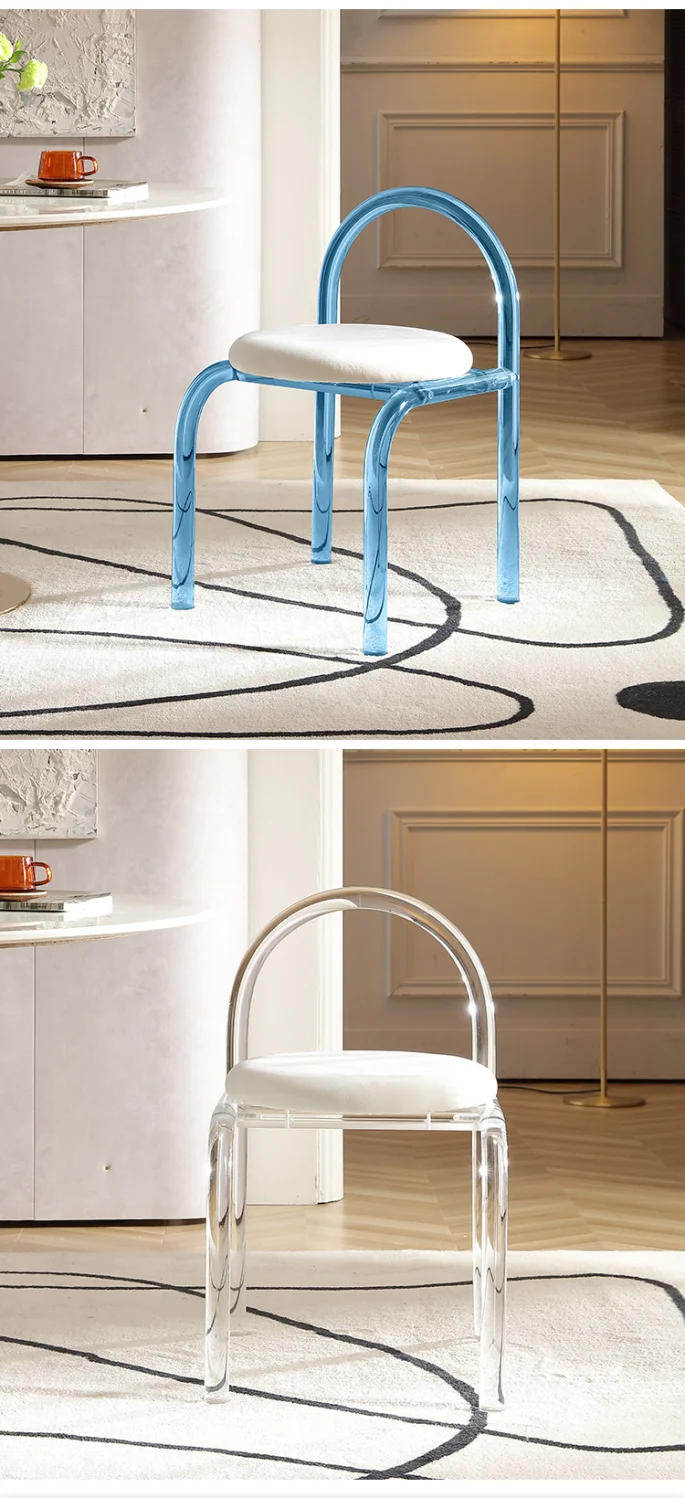 Description Picture 6 of itemMakeup Chair, Bedroom Transparent Acrylic Chair, Dining Room Chair, Casual Living Room Dining Chairs Home Furniture