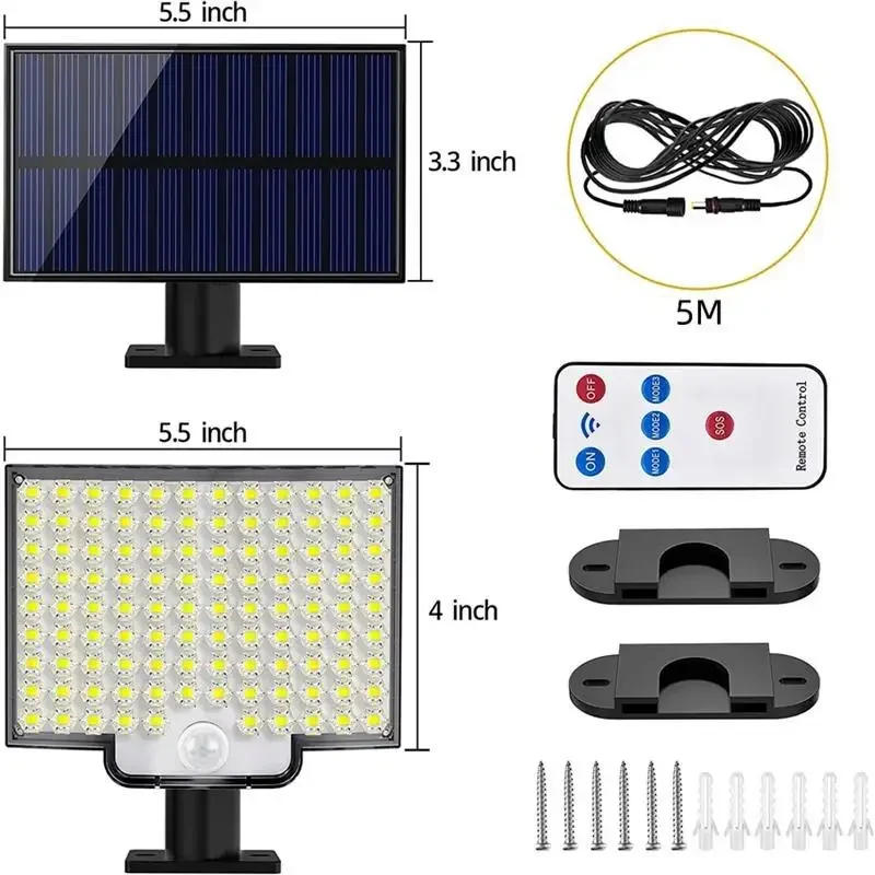 Description Picture 3 of itemSolar Motion Lights 106led Outdoor Separate Panel Solar Powered Flood Security Lights with Remote IP65 Waterproof Wall Lights