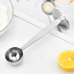 2 in 1 Stainless Steel Coffee Tamper Measuring Spoon Scoop with Stand Espresso Coffee Bean Tea Spoon Coffeeware Kitchen Gadg