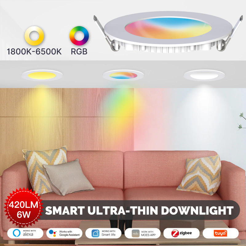 Description Picture 3 of itemMOES ZigBee Downlight Tuya Thin Dimming Spot Lamp 6W RGB Change Warm Cool Light Work with Alexa Google Home Smart Life In Party