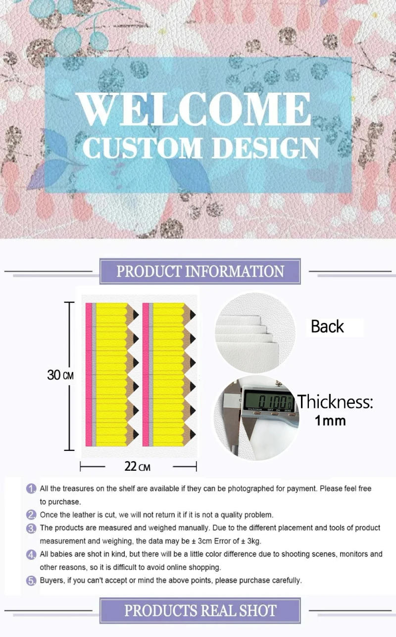 Description Picture 2 of itemSanrio cartoon Cute Hello Kitty 22*30 CM Printed Faux Leather Sheets Synthetic Cross Leather Fabric for DIY Earrings Hair Bows