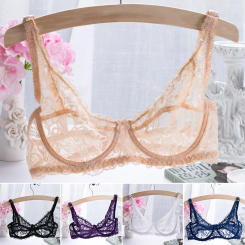 2025 Women’s Comfy Fashion Sexy Lingerie Lace Hollow Out Transparent Bra Underwire Bra Underwear Erotic Attractive Women Clothes