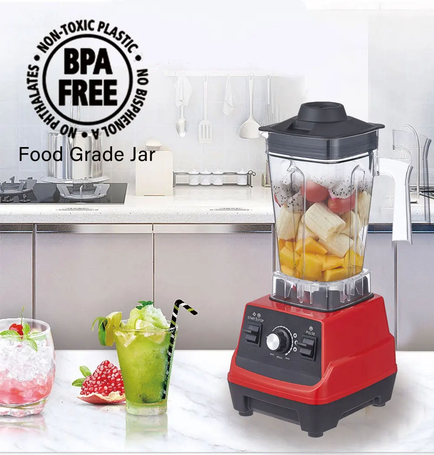 Description Picture 4 of itemBioloMix Mini Pro 1800W High Power Smoothie Blender BPA Free 1.8L and 0.6L Dual Jar High Performance Kitchen Mixer Juicer
