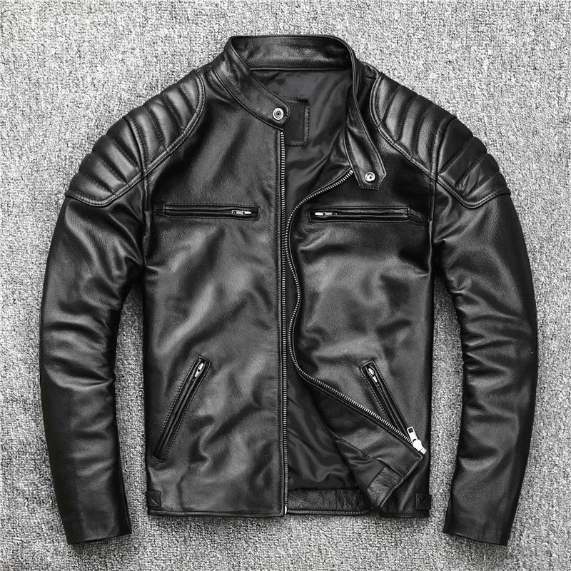 Description Picture 2 of itemNew Sheepskin Leather Jacket Men Motorcycle Biker Spring Natural Genuine Leather Jackets Slim Short Coat Soft Leather Jacket Men