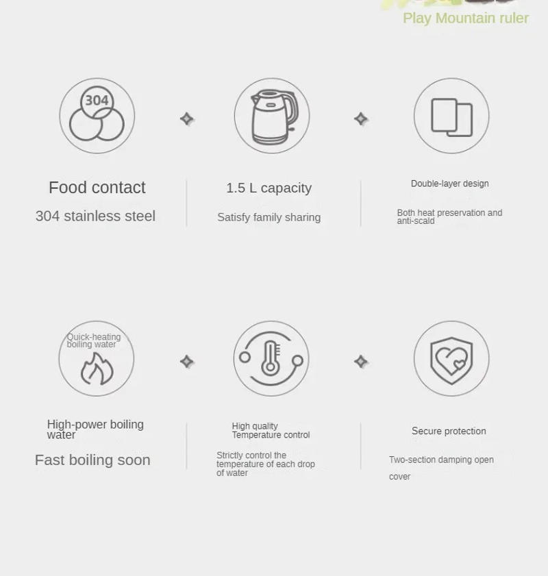 Description Picture 3 of item220V Electric Kettle Household Water Boiling Pot Stainless Steel Home Kettles Portable Kettle