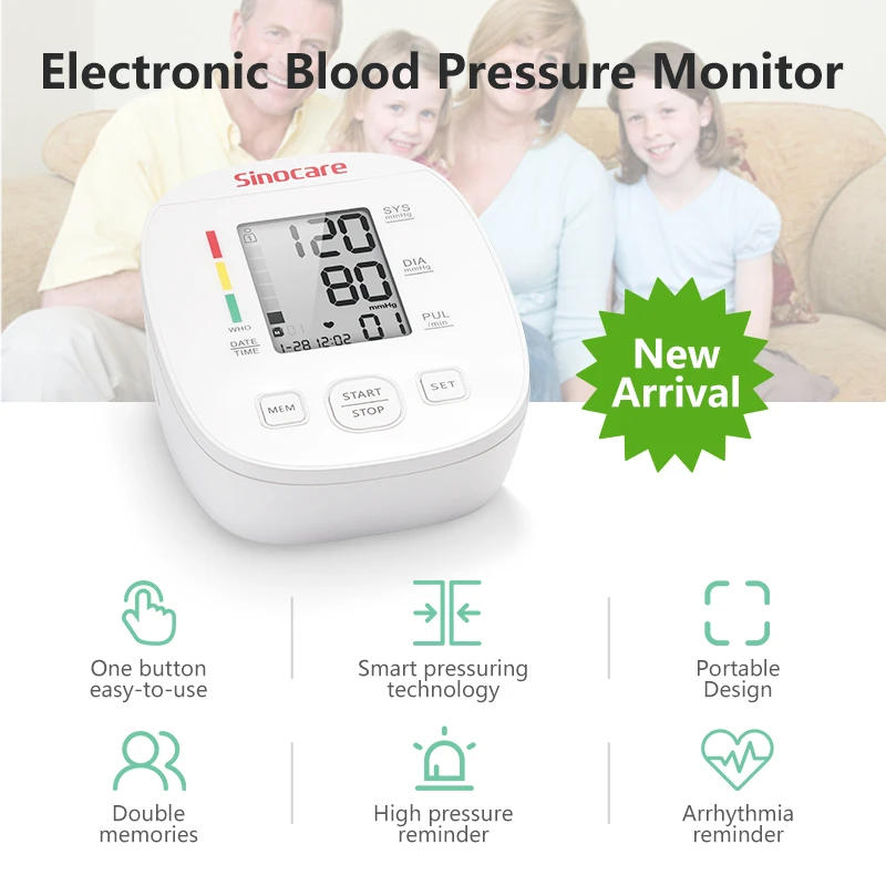 Description Picture 2 of itemSinocare Blood Pressure Monitor Tensiometer Upper Arm Automatic Digital BP Machine Pulse Heart Rate Monitor Sinocare Blood Press