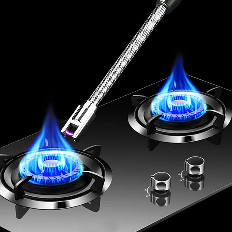 Description Picture 4 of itemWindproof Flameless Plasma Ignition BBQ Lighter, USB Long Kitchen Lighter, Candle Gas Stove Gas Lighter, 360 Â° Arc