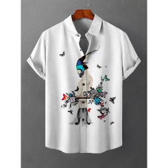 Herren Freizeit hemd Hawaii hemd Herren Sommer 3D-Druck lässig Kurzarmhemd für Herren Kleidung atmungsaktive Hemden