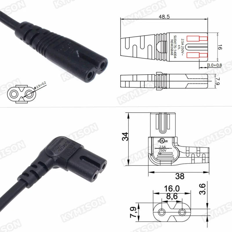 Description Picture 2 of itemEU To IEC 320C C7 AC power cord Schuko CEE7/16 to C7 Firgure 8 Power lead cable for samsung Philips Sony LED TV 3m/5m