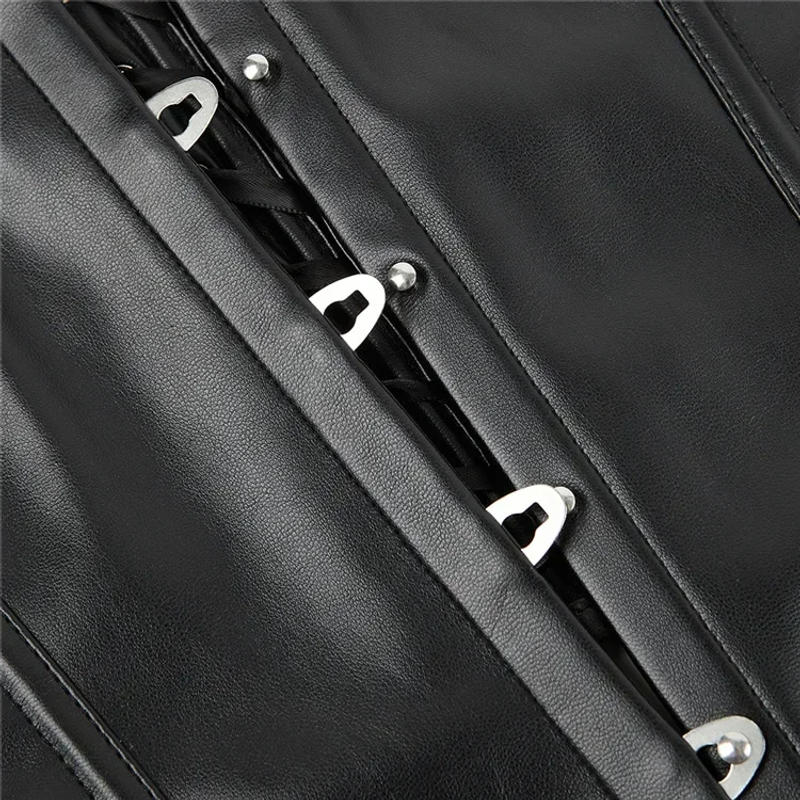 Description Picture 6 of itemFaux Leather Corset Top with Straps Underbust Waist Cincher Bustier Vest Gothic Steampunk Women Corselet Plus Size