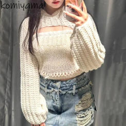 Hooded Long Sleeve Sweater Japanese Cute Knit Outerwears Spring New Sueter Ropa Mujer Pullover Tops Y2k Pull Femmes Sets