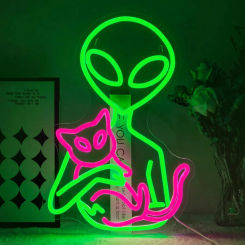 Aliens Cat USB Powered Led Neon Sign Dimmable Neon Light Wall Decor For Room Decor Party Birthday Handmade Gift Pub Man Cave