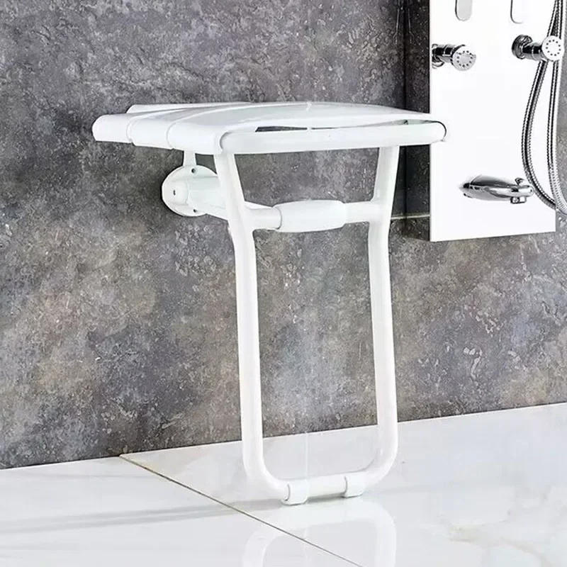 Description Picture 2 of itemWall Mounted Bath Stool Stainless Steel PVC Plastic Bathroom Wall Foldable Bench F olding Shower Chair Shower F olding Seat