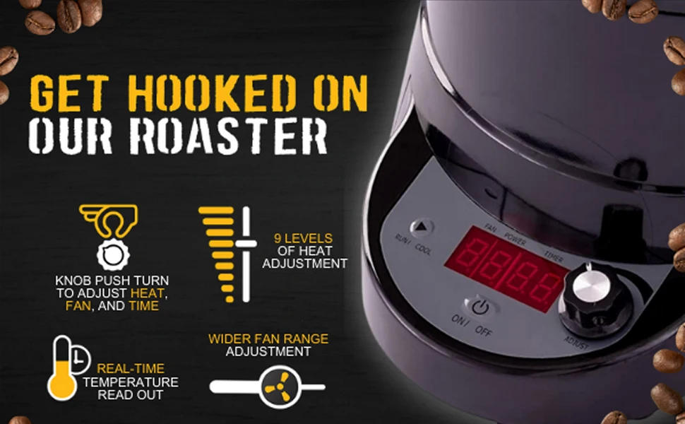 Description Picture 3 of itemCoffee Bean Roaster | Roast Coffee At Home | Variable Heat Settings | Convection Fan Control | Digital Status Di