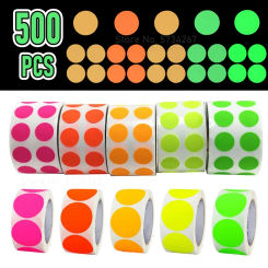 500/1000PCS Colorful Luminous Round Dots Tape Stickers Yellow Green Fluorescent Self-adhesive Glow In The Dark Warning Security
