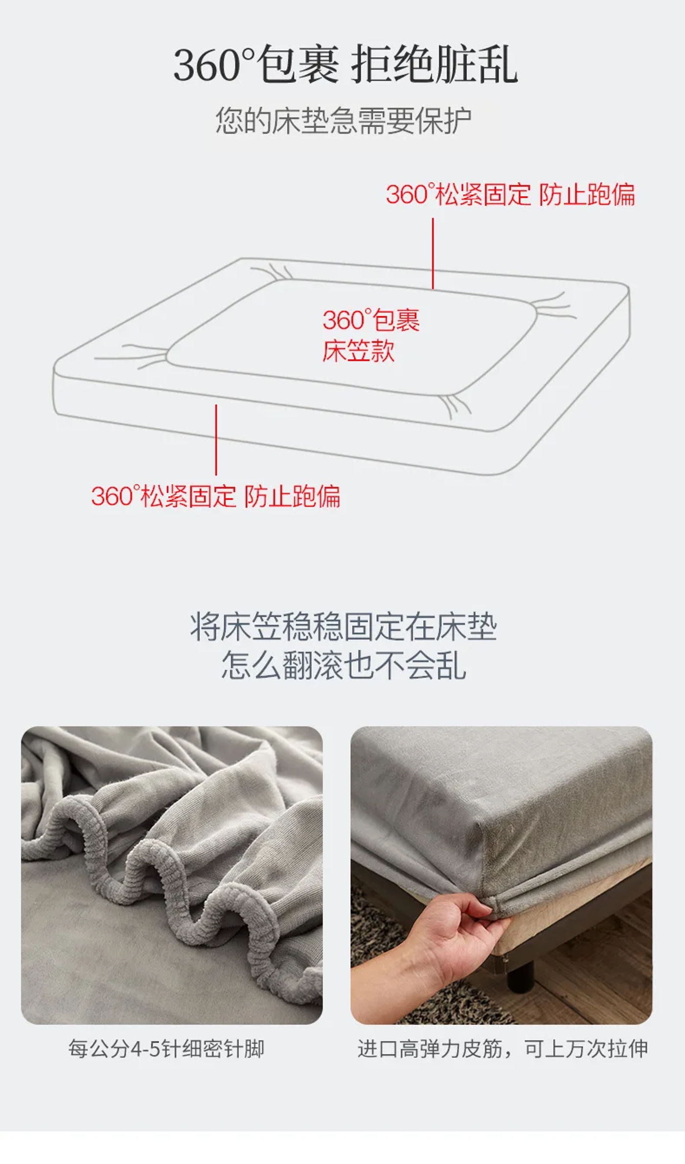Description Picture 6 of itemWinter Plush Fitted Sheet Solid Flannel Elastic Band Fitted Sheet Mattress Protector Cover Warm Velvet Bedspread Mattress Cover