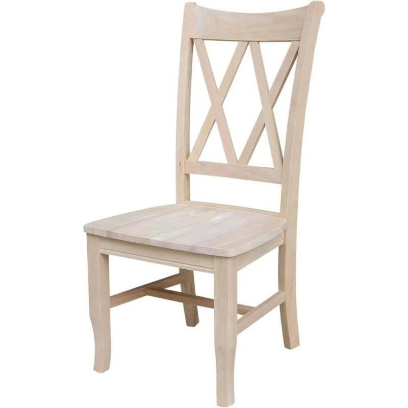 Description Picture 2 of itemSet of Two Double X-Back Dining Chair, 19.9"W x 22"D x 41.3"H, Wood Unfinished