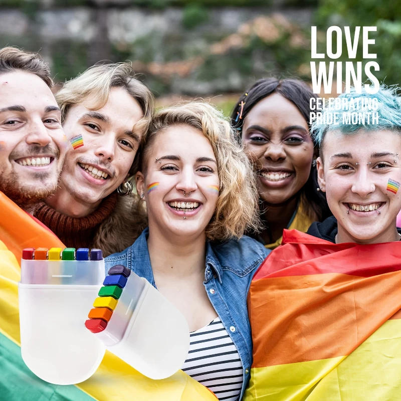 Description Picture 2 of item6 Color Rainbow Face Paint,Easy to Apply Face crayons,1/2pcs Face Color Stick Removable Portable Face Art for Parties & Festival