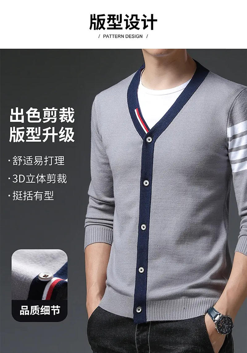 Description Picture 5 of item2024 men's spring new long sleeved knitted cardigan casual jacket men's clothing