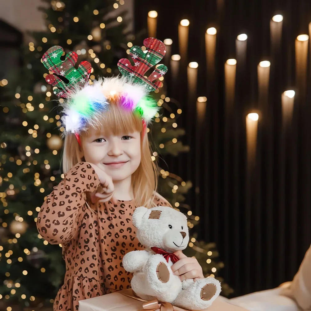 Description Picture 6 of itemHeadbands LED Reindeer Christmas Headbands Xmas Antler Headbands For Kids Women Christmas Party Supplies Costume Decoration