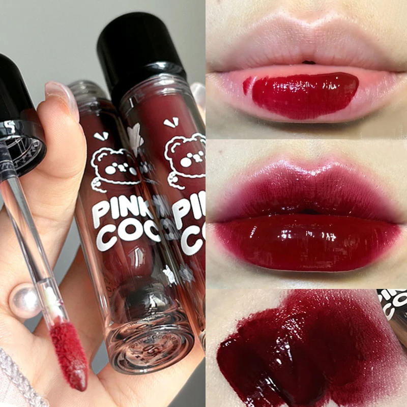 Description Picture 3 of itemMirror Glass Black Lip Gloss Moisturizing Water Lip Glaze Long Lasting Non-stick Cup Nourishes Lips Tint Liquid Lipstick Makeup
