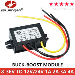 New DC 8V-36V to 12V/24V Power Converter 1A 2A 3A 4A Auto Buck Boost Regulator Step-Up/Down Voltage Stabilizer Module For Car