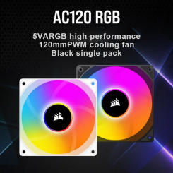 AC120 RGB Fan 5V ARGB High-performance 120mm PWM Cooling Fan Black/White Single Pack