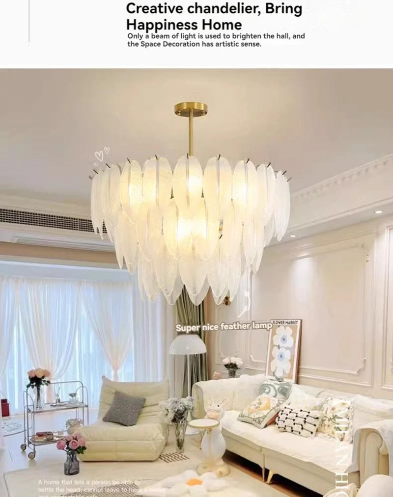 Description Picture 3 of itemModern Luxury crystal Chandeliers Gold French Glass chandelier Idoor Home Decor Pendant Lamp for Living Room Dining