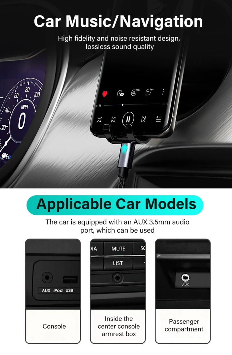 Description Picture 5 of itemUSB C to 3.5mm Jack AUX Audio Cable Car Speaker HiFi Headphone Headset Adapter For Samsung S23 S24 Xiaomi Mi Huawei Google Pixel