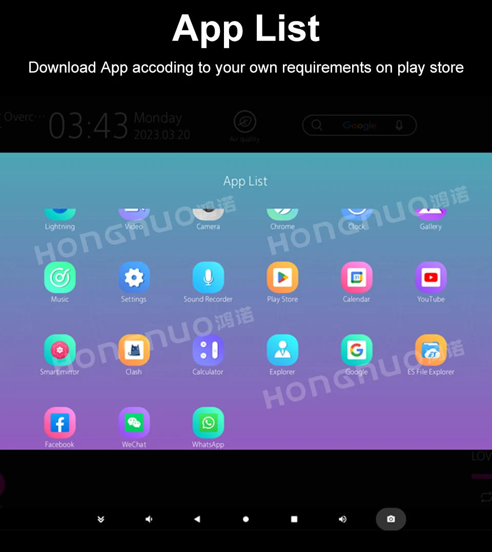 Description Picture 3 of itemTouch Screen Interactive Rectangle Wall Mirror Customised Led light Waterproof Smart Magic Mirror with tv WIFI Bath mirrors