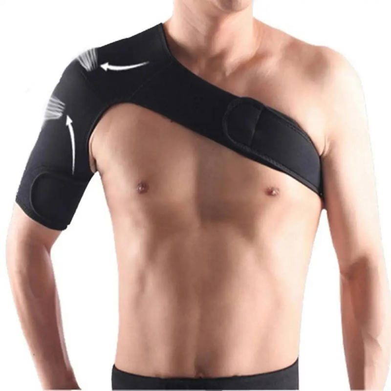 Description Picture 3 of itemAdjustable Gym Sports Care Single Shoulder Support Back Brace Guard Strap Wrap Belt Band Pads Black Bandage Men & Women