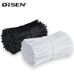 100Pcs Plastic Coated Iron Wire Twist Ties Cable Wrap Organizer Ties Cable Fasteners Reusable Black/White