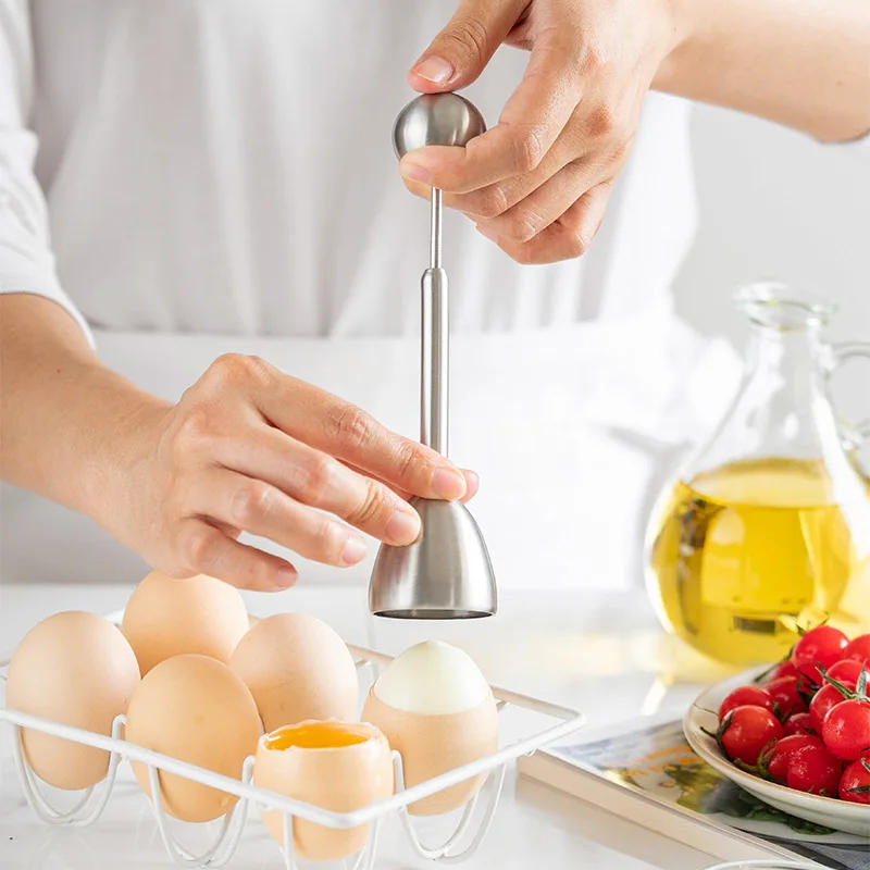 Description Picture 3 of itemStainless Steel Egg Topper Shell Opener Egg Cutter Cracker Metal Egg Cups Stand Holders for Soft Hard Boiled Eggs Kitchen Tools
