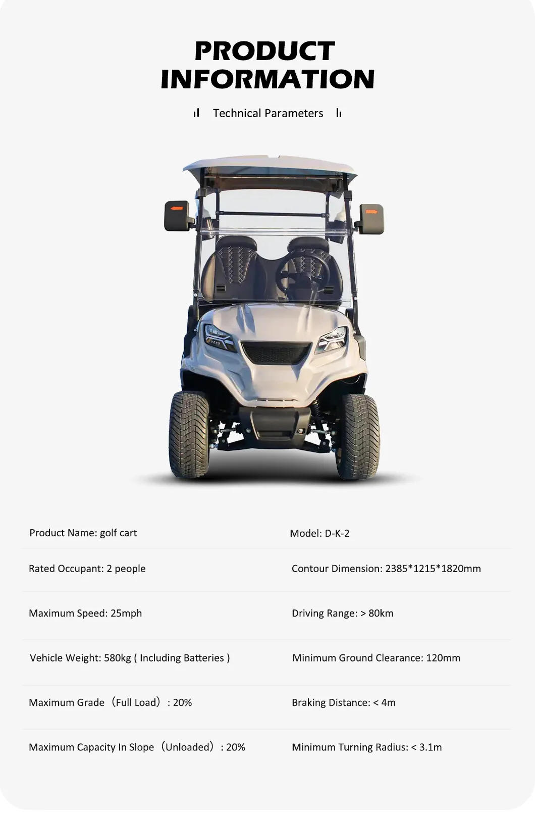 Description Picture 4 of itemGolf Cart, 48V Lithium Battery Two-seater, Large Screen Control Multifunctional Sightseeing Bus for Golf Cart on Golf Course
