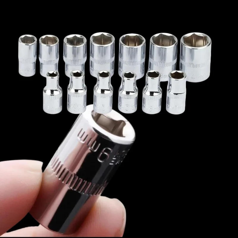 Description Picture 4 of item1-Piece 1/4 Drive Inch 4 4.5 5 5.5 6 7 8 9 10 11 12 13 14mm Ratchet Wrench Socket Head Sleeve Double End Hand Tools