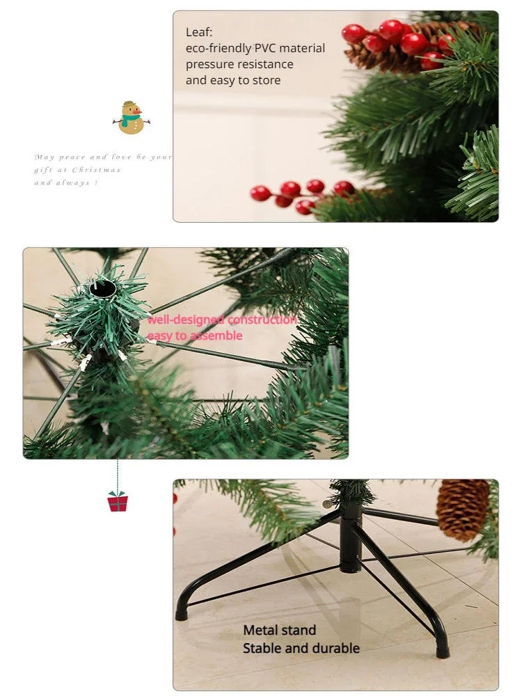 Description Picture 5 of itemLarge Artificial PVC Christmas Tree base mixed pine cones and red fruit Christmas Tree holiday decorations 1.2m-2.7m
