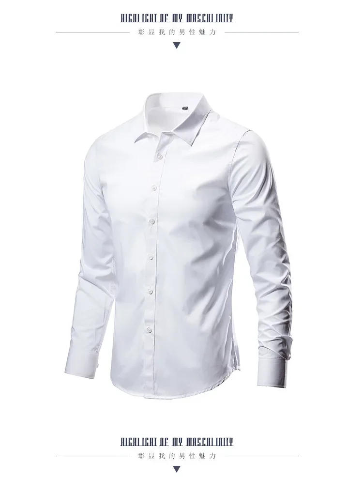Description Picture 4 of itemMen High-end cotton classic Solid Color Business Shirt Fashion Casual Long Sleeve Shirt Male Brand Slim Clothes Work Full dress