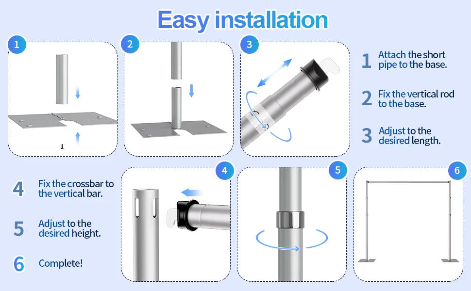 Description Picture 4 of item10x10ft Heavy Duty Adjustable Backdrop Frame with Metal Base, Background Holder for Parties Photography Wedding Photoshoot