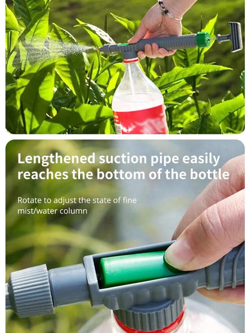 Description Picture 3 of itemGardening Watering Sprayer Beverage Bottle Watering Can High Pressure Small Manual Pressure Adjustable Spray Head