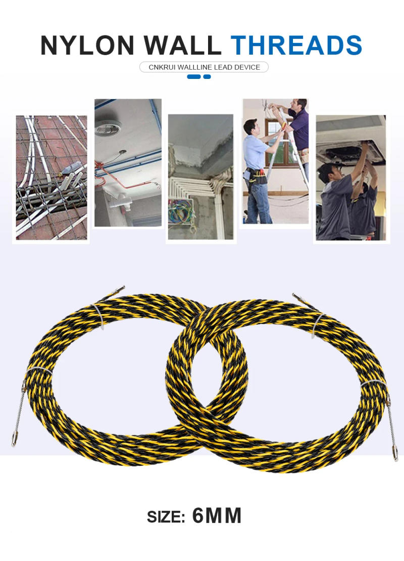 Description Picture 2 of item6mm 5M-50M Cable Push Puller Threader Electrical Wire Guide Device Puller Lead Wiring Installation Tool With 2pcs Wire Harness
