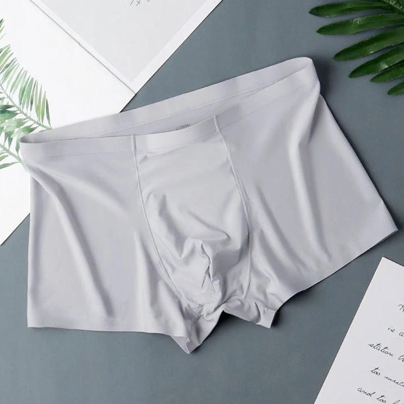 Description Picture 4 of itemMen's Ice Silk Sexy Seamless Ultra-thin Boxer Briefs Shorts Underwear Underpants Male Breathable Panties