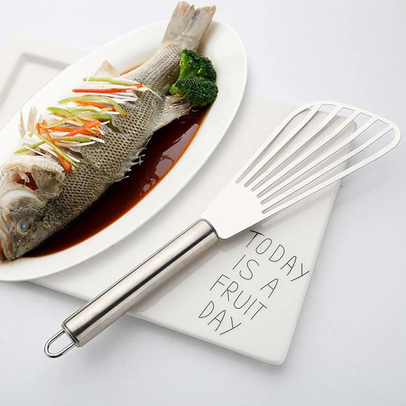 Description Picture 4 of itemSlotted Spatula Turner Stainless Steel Fish Multitude of Purposes Comfortable to Fry Fish Steak Eggs and Dumplings Tools