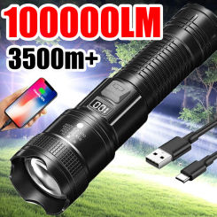 Powerful LED Flashlights USB Rechargeable Emergency Camping Fishing Lantern Telescopic Zoom Digital Display Outdoor Torch