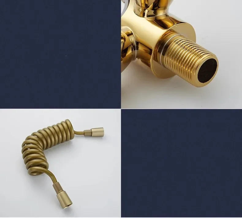 Description Picture 5 of itemNew Wall Mounted Toilet Bidet Sprayer Set Brass Double Use Bathroom High Pressure Gun Gold Marble Handle