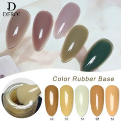 DEROI Jelly Nail Gel Polish Rubber Base Coat UV Gel Nude Pink Soak Off 2 IN 1 Nail Polish Lacquer for Nail Art Decorations 8ml