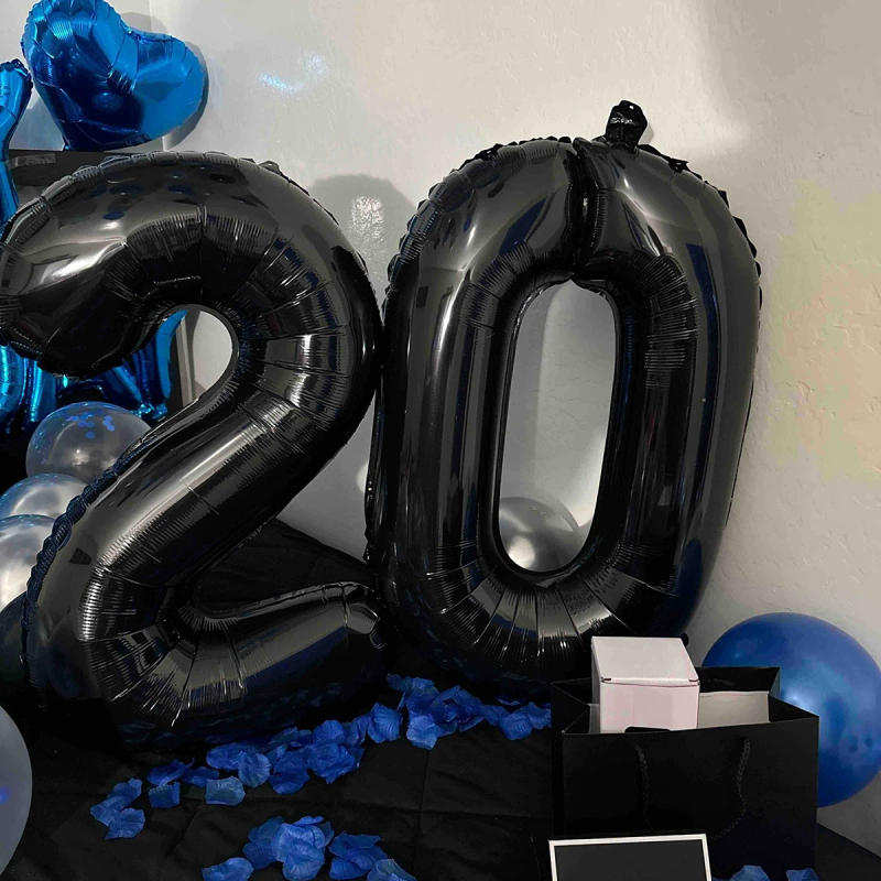 Description Picture 5 of item40IN Digital Foil Birthday Balloon Large Number 0-9 Balloons Black Theme Party Decor Birthday Gatherings Home DIY Decor Suppries