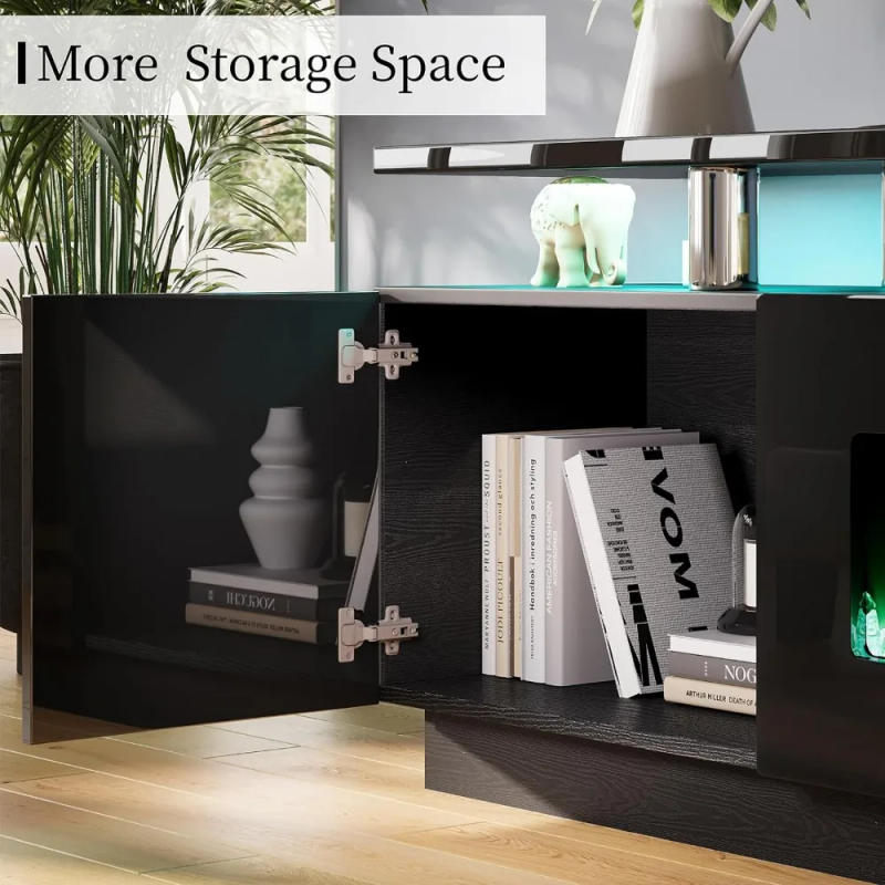 Description Picture 5 of itemFireplace TV Stand with Fireplace Modern High Gloss Fireplace Entertainment Center LED Lights TV Console Cabinet for TVs Up